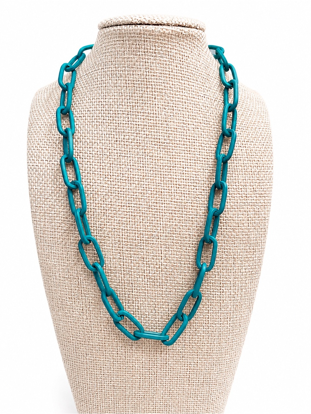 Teal Paperclip Chain Link Necklace